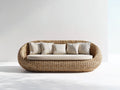 Sofás de exterior de ratán sintético 220x85x78 cm natural para jardín - diseño curvo moderno