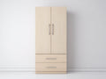 Armario madera 90x55x205 cm color roble claro para dormitorio - 2 puertas 2 cajones - diseño moderno