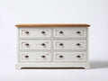 Mueble recibidor de madera 140x45x85 cm - blanco-marrón - 6 cajones - estilo rústico para entrada
