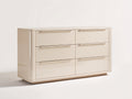 Mueble recibidor de madera 150x45x82 cm - beige - 6 cajones - estilo moderno para entrada