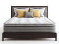 Camas dobles de madera 210x165x110 cm nogal oscuro para dormitorio - cabecero tapizado diseño moderno