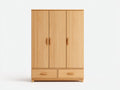 Armarios de madera 140x55x190 cm - marrón - 3 puertas y 2 cajones - estilo nórdico para dormitorio