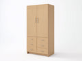 Armarios de madera 95x52x185 cm roble natural para dormitorio - diseño moderno con puertas y cajones