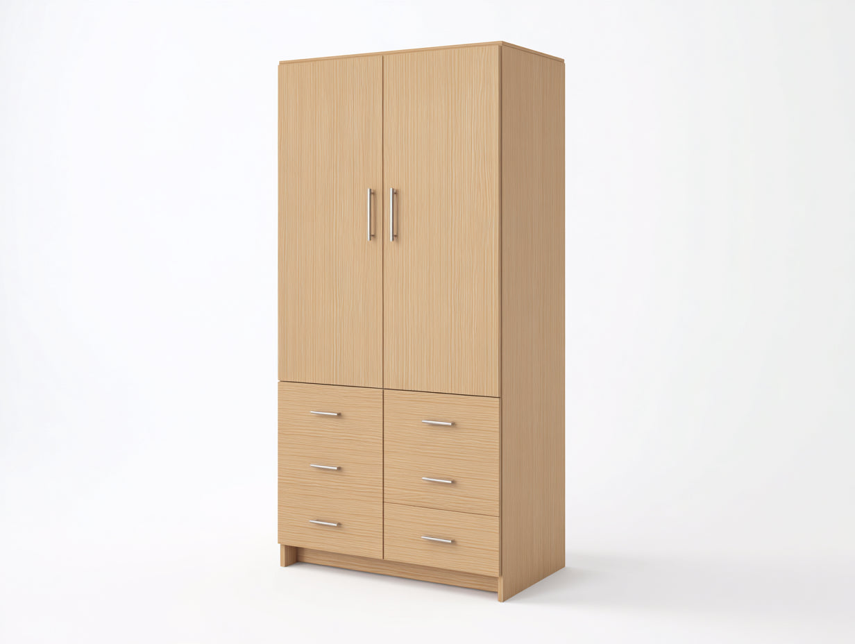 Armarios de madera 95x52x185 cm roble natural para dormitorio - diseño moderno con puertas y cajones