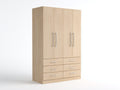 Armario madera 180x60x220 cm color roble claro para dormitorio - 4 puertas 6 cajones - diseño moderno