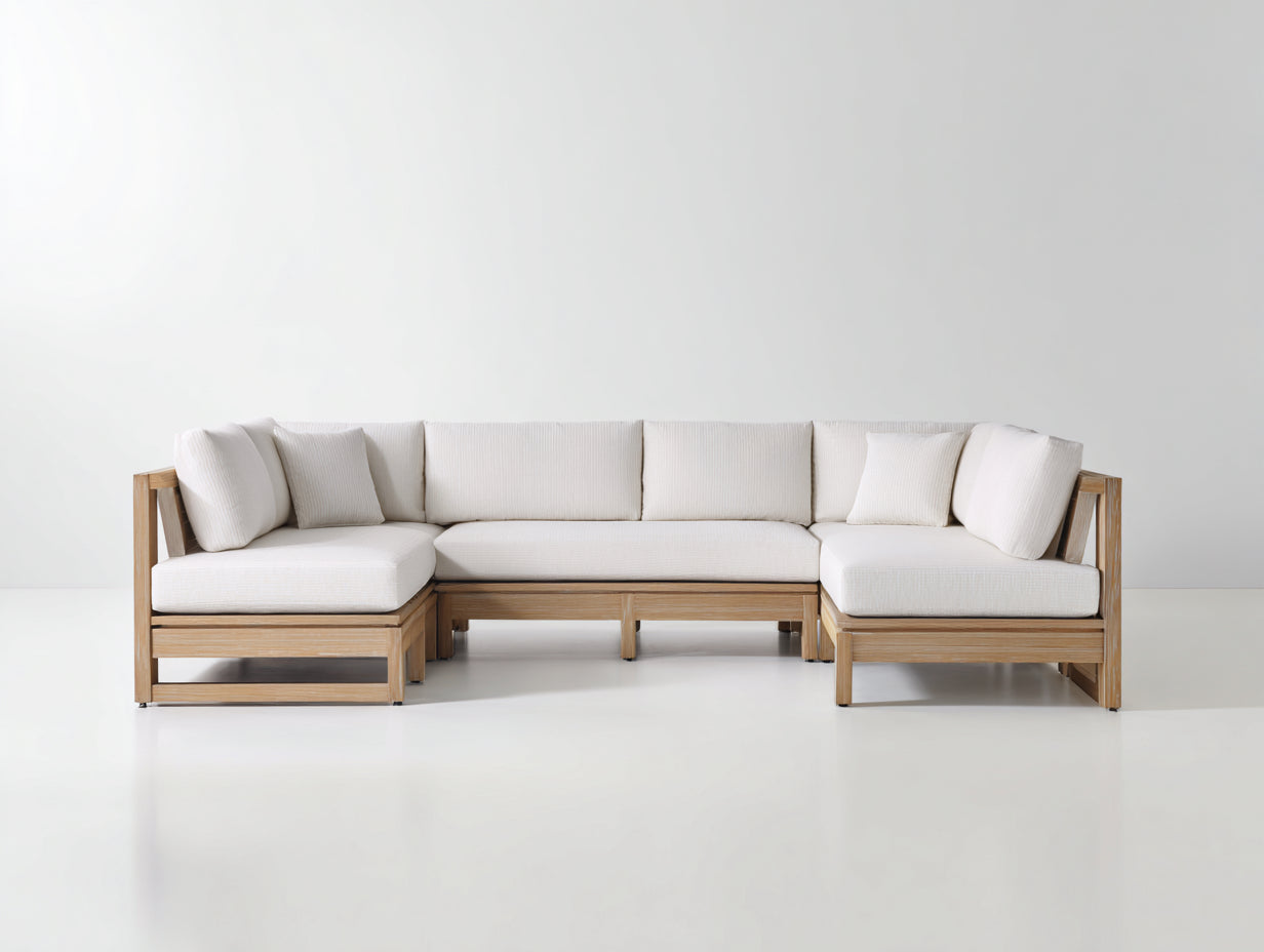 Sofás de exterior de madera 300x220x70 cm - marrón-beige - diseño modular moderno para jardín y terraza