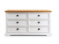 Mueble recibidor madera 140x45x80 cm blanco - Estilo clásico con tapa de madera natural