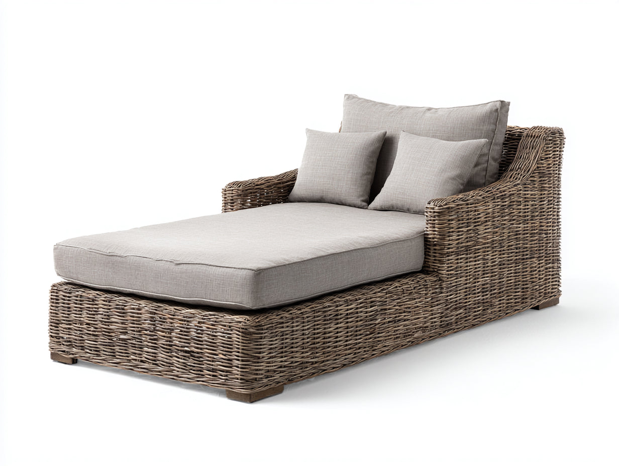 Tumbonas ratán sintético 185x78x82 cm gris natural - Diseño lounge con respaldo alto