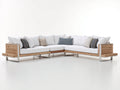 Sofás de exterior de madera y metal 320x320x78 cm - color blanco-marrón - estilo moderno para jardín