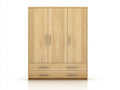Armarios de madera 150x55x200 cm - color marrón - 3 puertas 2 cajones - estilo moderno para dormitorio