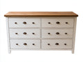 Mueble recibidor de madera 120x40x80 cm blanco y roble natural - diseño rústico con cajones