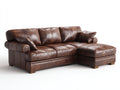 Sofás de esquina de cuero sintético 260x170x85 cm - marrón - chaise longue - estilo clásico para salón