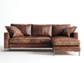 Sofás de esquina de cuero 255x170x82 cm marrón para salón - diseño moderno con patas metálicas