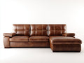 Sofás de esquina piel sintética 260x160x85 cm marrón - Diseño moderno con chaise longue