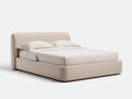 Camas dobles tapizadas 210x180x105 cm color crema - Diseño contemporáneo con cabecero curvo