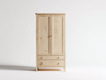 Armarios de madera maciza 100x55x190 cm - color marrón - 2 puertas 2 cajones - estilo rústico para dormitorio