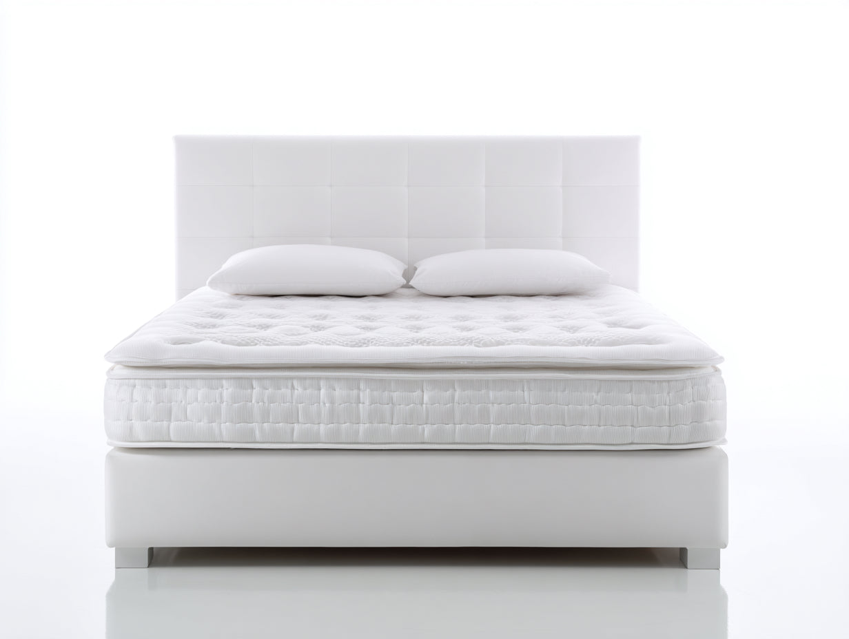 Camas dobles tapizadas 200x160x110 cm - color blanco - estilo moderno para dormitorio