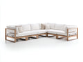 Sofás de exterior madera 320x250x72 cm blanco-natural - Diseño modular en esquina