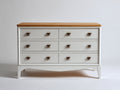 Mueble recibidor de madera 130x45x82 cm - color blanco-marrón - 6 cajones - estilo clásico para entrada