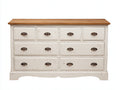 Mueble recibidor madera 140x42x88 cm blanco y roble para entrada - 8 cajones - estilo rústico