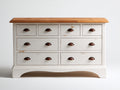 Mueble recibidor de madera 135x42x82 cm blanco y roble natural - diseño rústico con cajones