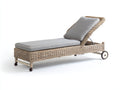 Tumbonas de ratán sintético 190x68x78 cm natural para jardín - respaldo ajustable con ruedas